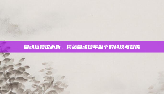 自动挡档位解析,揭秘自动挡车型中的科技与智能