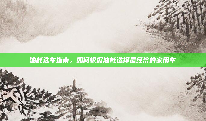 油耗选车指南,如何根据油耗选择最经济的家用车