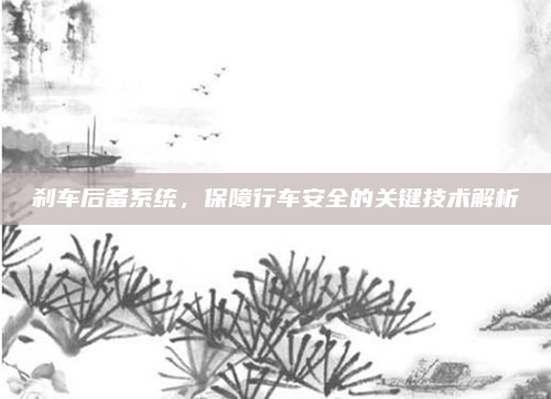 刹车后备系统，保障行车安全的关键技术解析