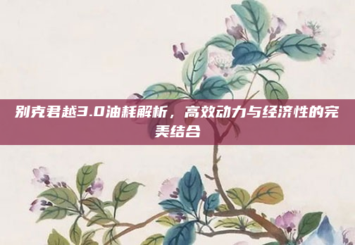 别克君越3.0油耗解析,高效动力与经济性的完美结合
