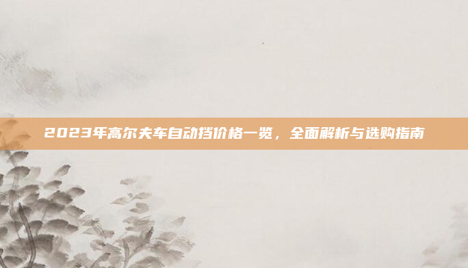 2023年高尔夫车自动挡价格一览,全面解析与选购指南
