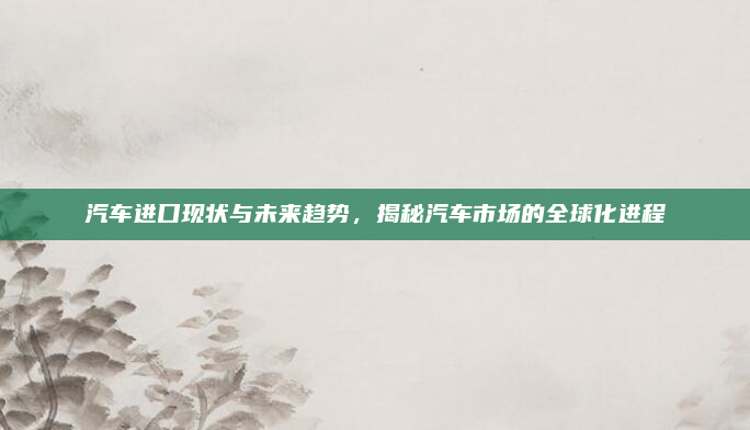 汽车进口现状与未来趋势,揭秘汽车市场的全球化进程
