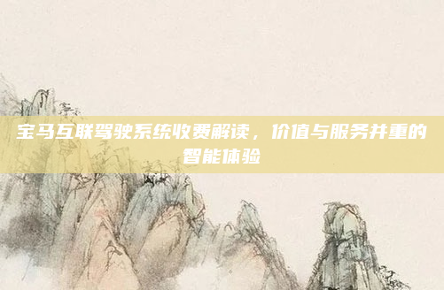 宝马互联驾驶系统收费解读,价值与服务并重的智能体验