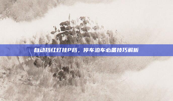 自动挡红灯挂P档,停车泊车必备技巧解析