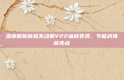 深度解析新晨发动机V22油耗表现，节能减排新亮点