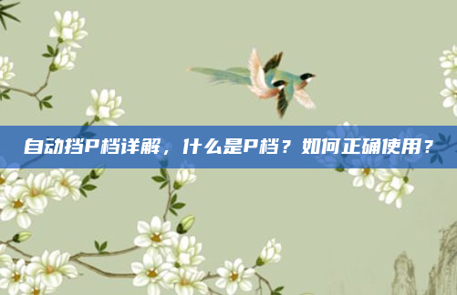 自动挡P档详解,什么是P档?如何正确使用?