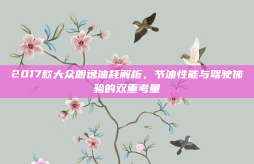 2017款大众朗逸油耗解析，节油性能与驾驶体验的双重考量