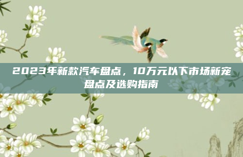 2023年新款汽车盘点,10万元以下市场新宠盘点及选购指南