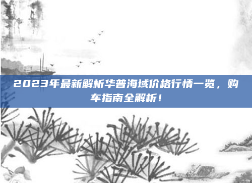 2023年最新解析华普海域价格行情一览,购车指南全解析!