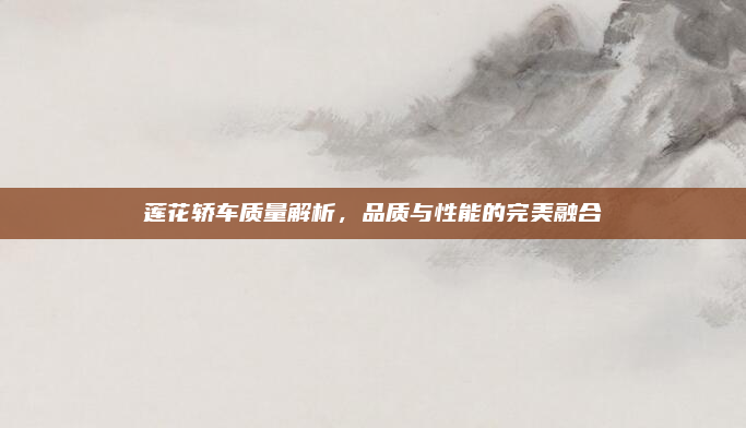 莲花轿车质量解析，品质与性能的完美融合