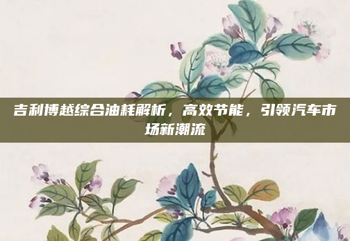 吉利博越综合油耗解析，高效节能，引领汽车市场新潮流
