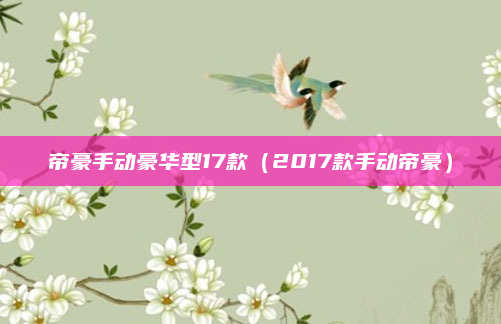 帝豪手动豪华型17款（2017款手动帝豪）