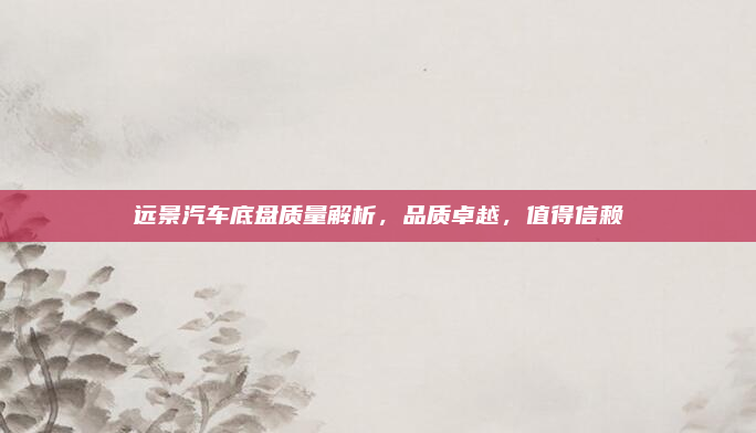 远景汽车底盘质量解析，品质卓越，值得信赖