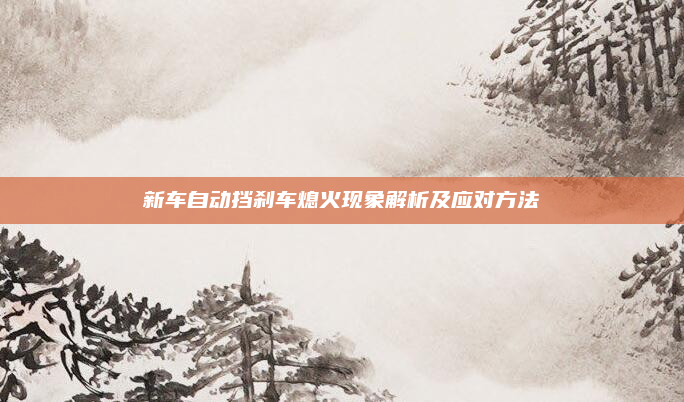 新车自动挡刹车熄火现象解析及应对方法