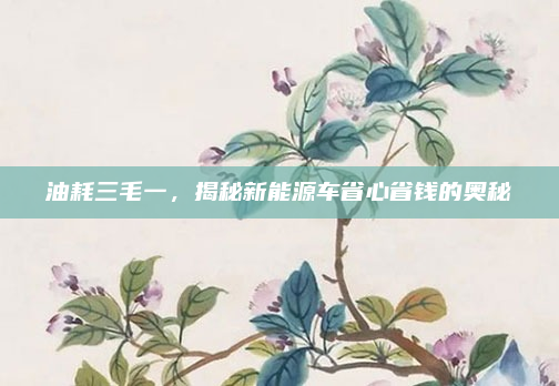 油耗三毛一,揭秘新能源车省心省钱的奥秘