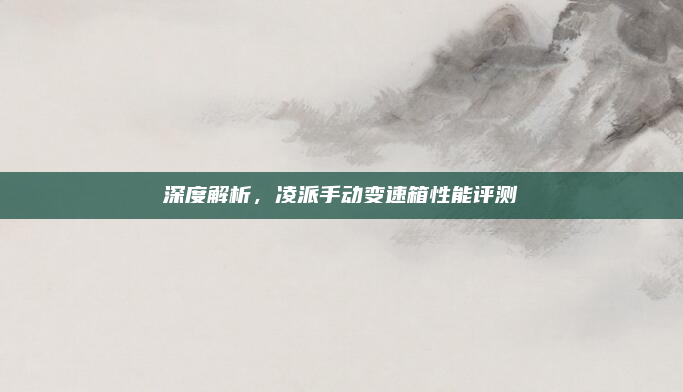 深度解析，凌派手动变速箱性能评测