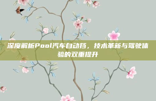 深度解析Pool汽车自动挡,技术革新与驾驶体验的双重提升