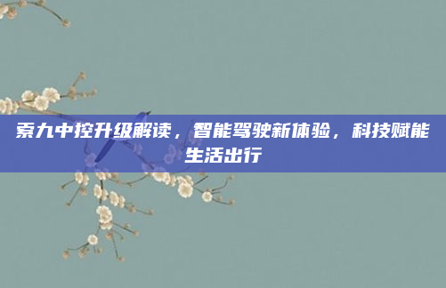 索九中控升级解读,智能驾驶新体验,科技赋能生活出行