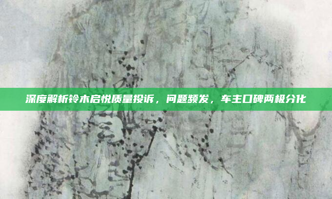 深度解析铃木启悦质量投诉,问题频发,车主口碑两极分化