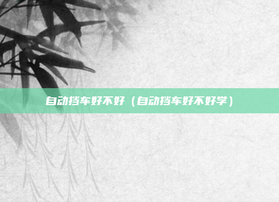 自动挡车好不好(自动挡车好不好学)