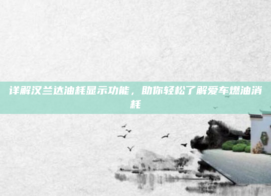 详解汉兰达油耗显示功能，助你轻松了解爱车燃油消耗