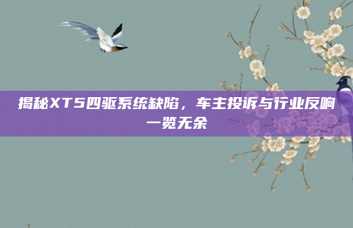 揭秘XT5四驱系统缺陷,车主投诉与行业反响一览无余