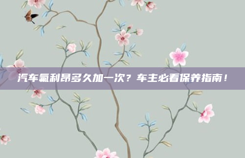 汽车氟利昂多久加一次?车主必看保养指南!