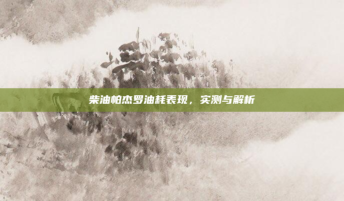 柴油帕杰罗油耗表现,实测与解析