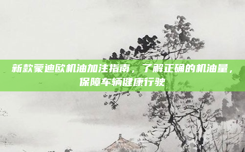 新款蒙迪欧机油加注指南，了解正确的机油量，保障车辆健康行驶