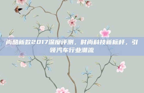 尚酷新款2017深度评测，时尚科技新标杆，引领汽车行业潮流