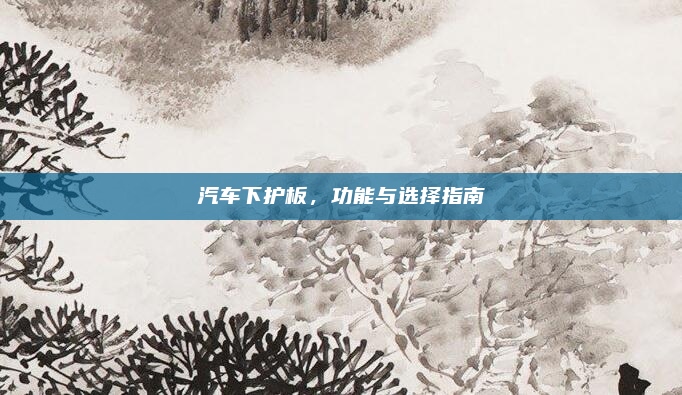 汽车下护板,功能与选择指南