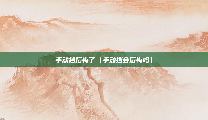 手动挡后悔了（手动挡会后悔吗）