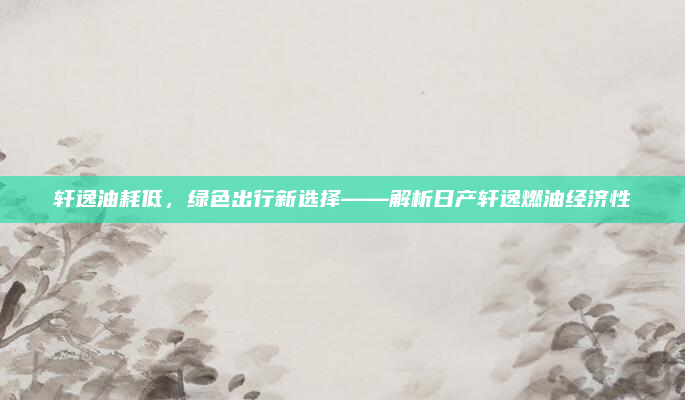 轩逸油耗低，绿色出行新选择——解析日产轩逸燃油经济性