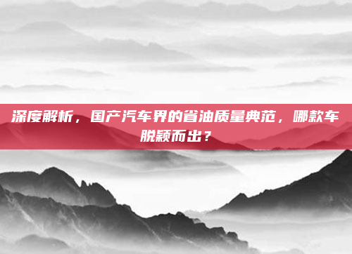 深度解析,国产汽车界的省油质量典范,哪款车脱颖而出?