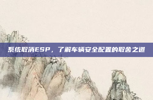 系统取消ESP,了解车辆安全配置的取舍之道