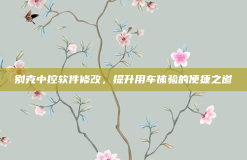 别克中控软件修改,提升用车体验的便捷之道
