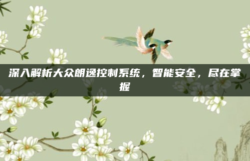 深入解析大众朗逸控制系统,智能安全,尽在掌握