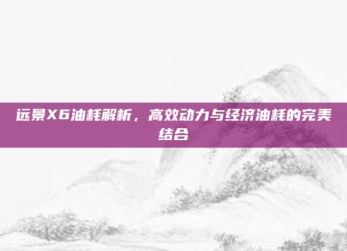 远景X6油耗解析，高效动力与经济油耗的完美结合