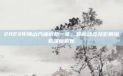 2023年佛山汽油价格一览,最新动态及影响因素深度解析