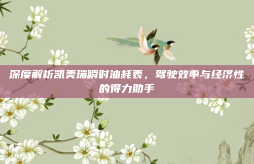 深度解析凯美瑞瞬时油耗表,驾驶效率与经济性的得力助手