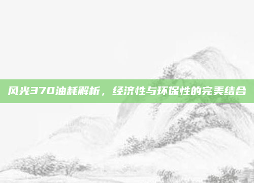 风光370油耗解析,经济性与环保性的完美结合