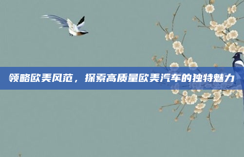 领略欧美风范,探索高质量欧美汽车的独特魅力