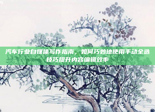 汽车行业自媒体写作指南,如何巧妙地使用手动全选技巧提升内容编辑效率