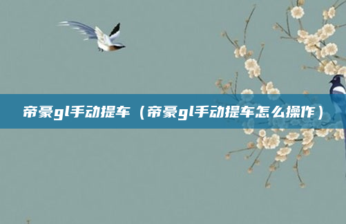 帝豪gl手动提车（帝豪gl手动提车怎么操作）