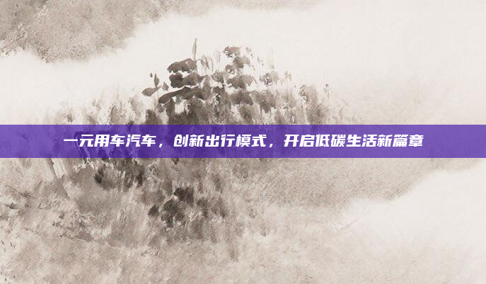 一元用车汽车,创新出行模式,开启低碳生活新篇章