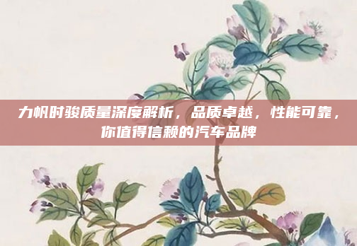 力帆时骏质量深度解析,品质卓越,性能可靠,你值得信赖的汽车品牌