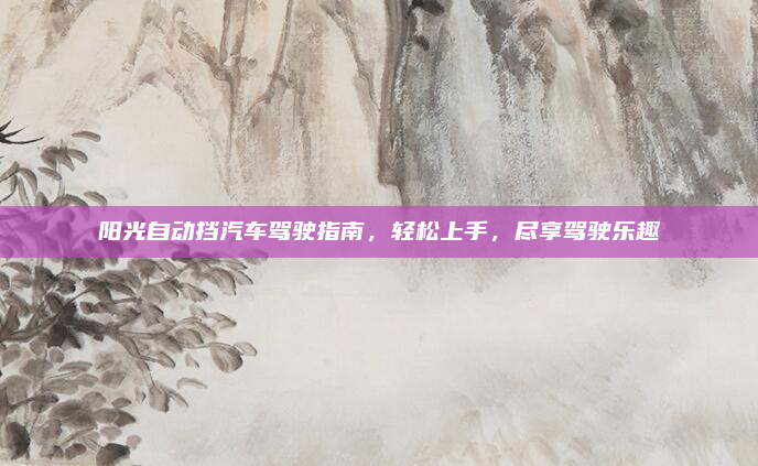 阳光自动挡汽车驾驶指南,轻松上手,尽享驾驶乐趣
