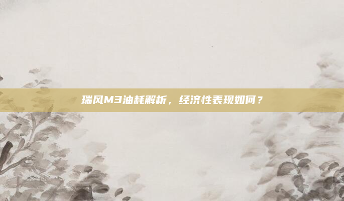 瑞风M3油耗解析，经济性表现如何？