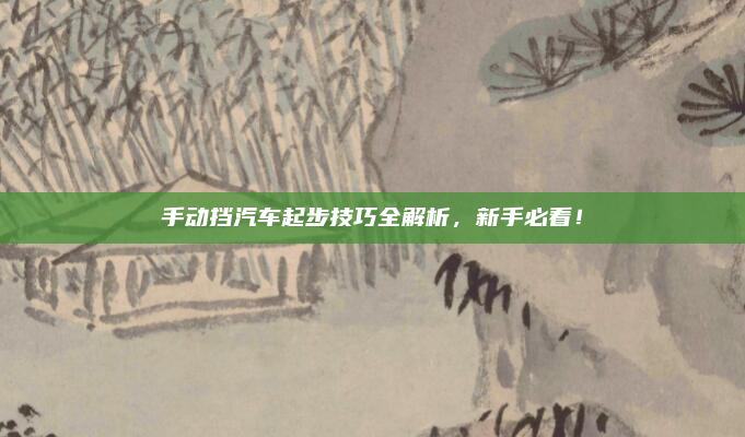 手动挡汽车起步技巧全解析,新手必看!