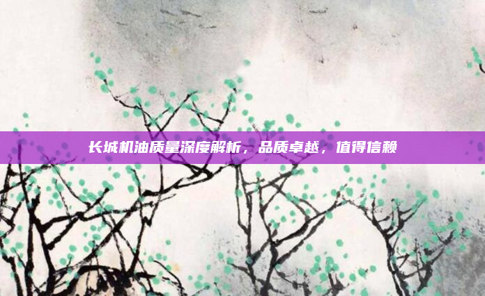 长城机油质量深度解析，品质卓越，值得信赖